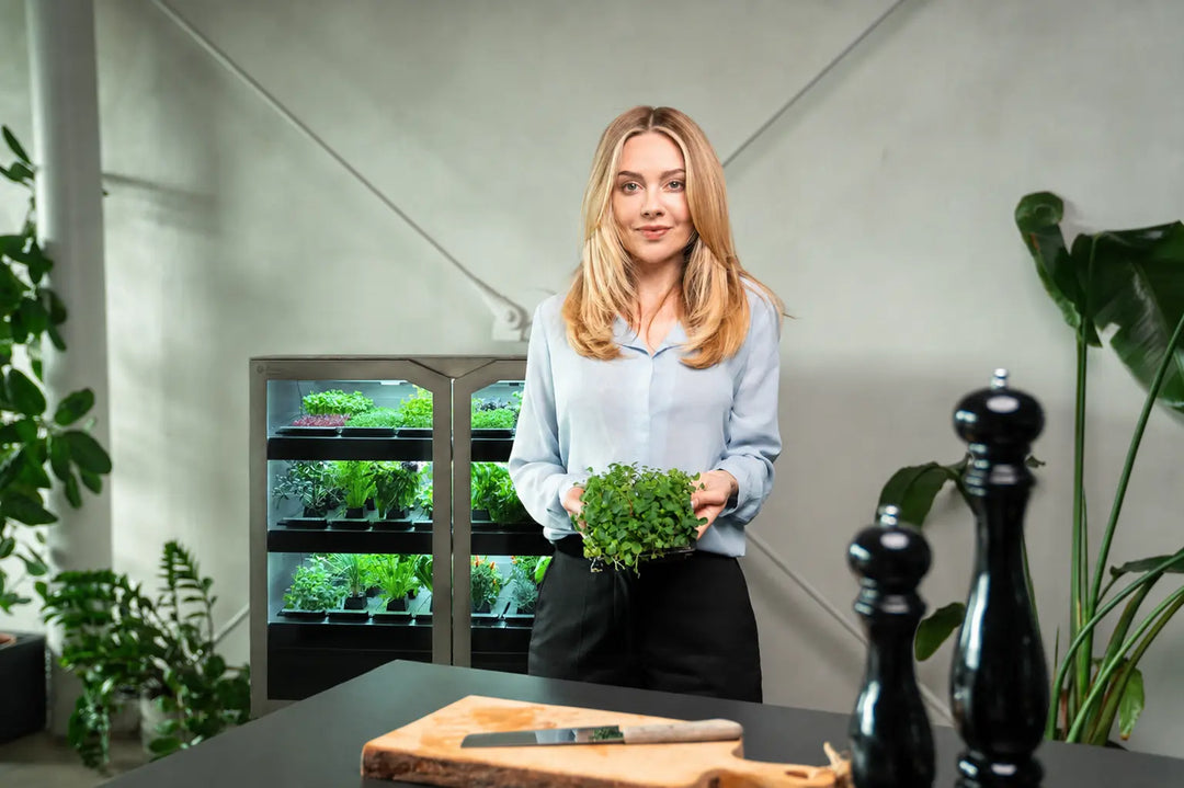 Model Shot of Fresh Microgreens from Raumgarten Pro